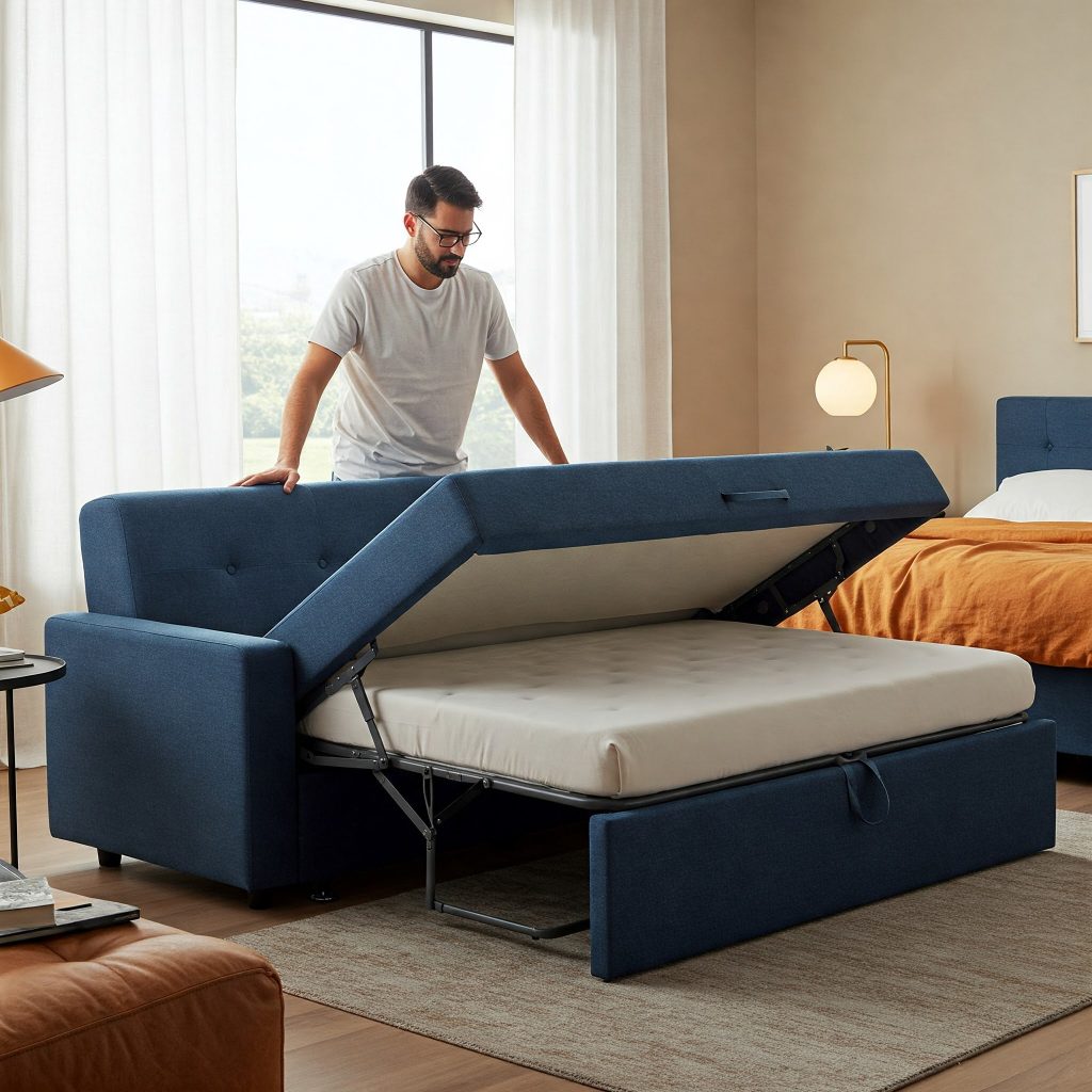 چگونه مبل تخت خواب شو را باز کنیم ؟