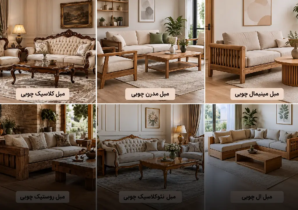 معرفی انواع مبل چوبی